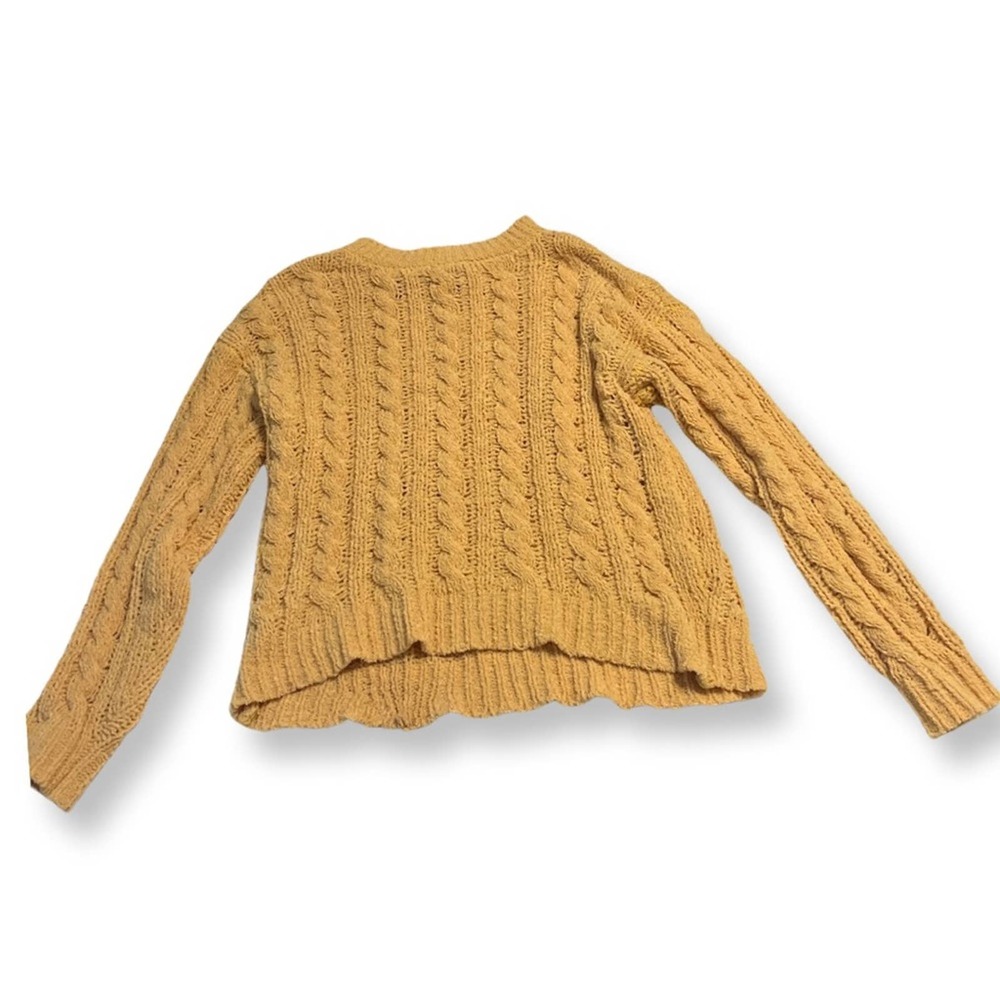 American Eagle Outfitters Cozy Yellow Pullover Cable Knit Sweater Chenil…
